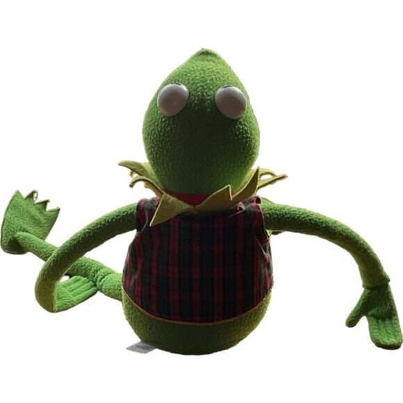 Jim Henson Muppets Kermit the Frog Red Green Checkered Vest Plush Stuffed Animal - Picture 2 of 5